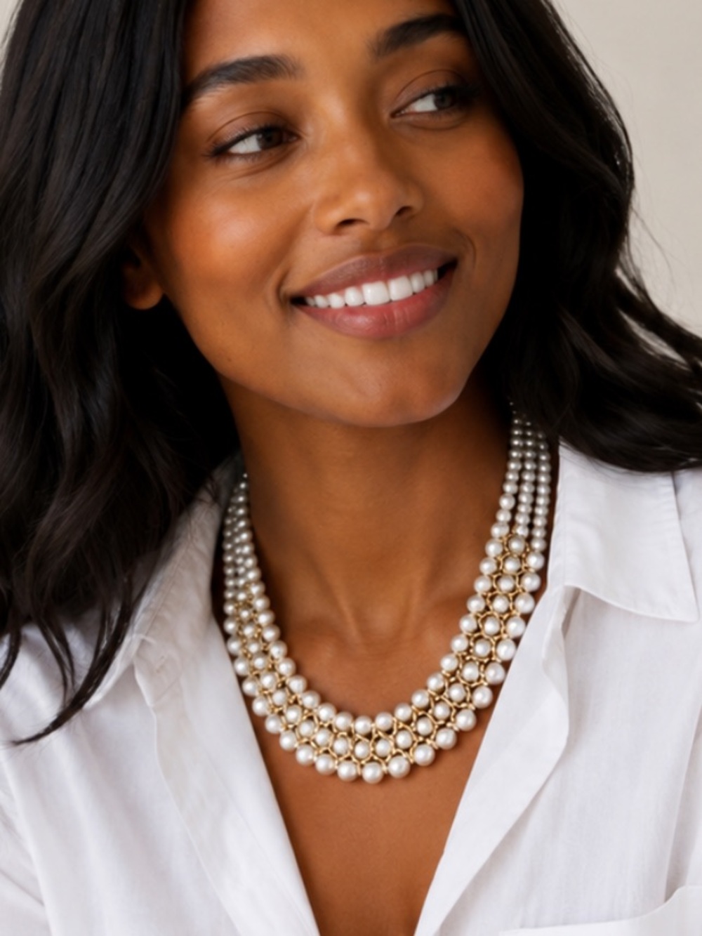 New! Classic Pearl Bead Gold Collar Necklace NWOT 1008